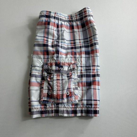 Abercrombie & Fitch Swim Board Cargo Shorts Plaid Mens Size XL Mesh Lined - Picture 3 of 7